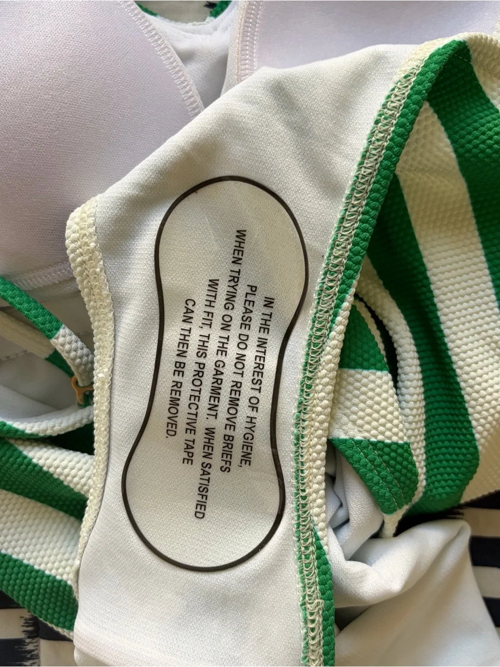 Boden Skinny Strap Stripe Green & White Swimsuit